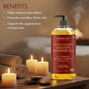 Majestic Pure Firming Body Massage Oil with Collagen Cellulite NEW Aromatherapy